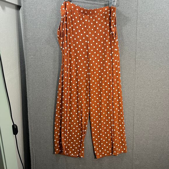 Girl With Curves Regular Wide Leg Printed Knit Pants Rust Dot, X-Large - Picture 1 of 9